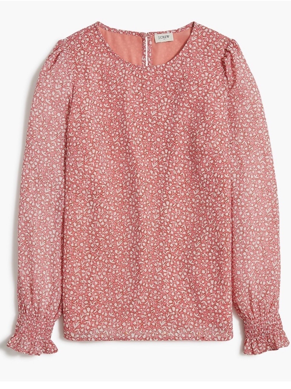 J Crew Factory floral smocked cuff top, PL